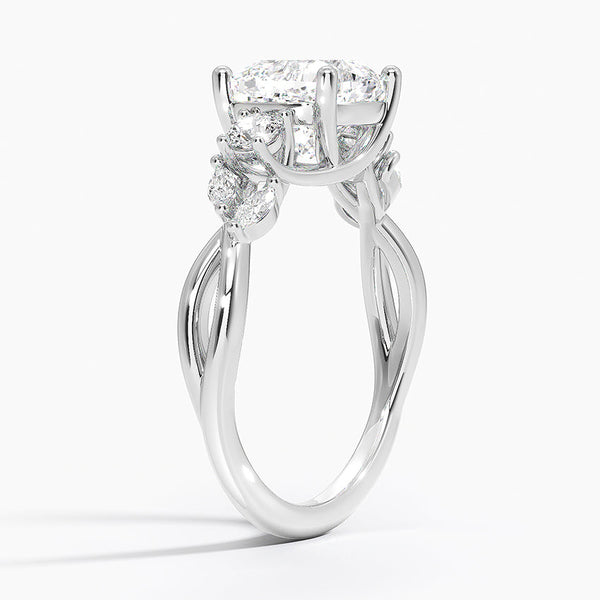 Willow Three Stone Diamond Engagement Ring  [Setting Only] - EC121C With 0.35 Carat Cushion Shape Natural Diamond