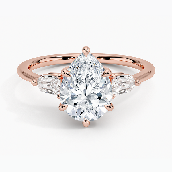 Bullet Shape Three Stone Diamond Engagement Ring [Setting Only] - EC128P