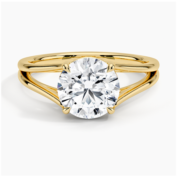 Tressa Split Shank Solitaire Engagement Ring [Setting Only] - EC106 With 0.97 Carat Round Shape Natural Diamond