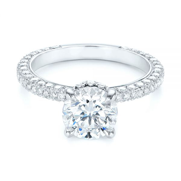 Pave Diamond Hidden Halo Engagement Ring - EC059 With 2.8 Carat Round Shape Natural Diamond