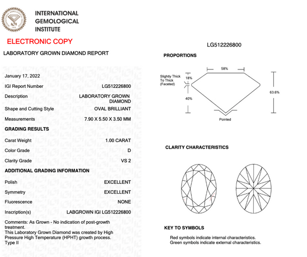 1.00CT Oval D VS2 EX EX NONE - LG512226800 - Roselle Jewelry