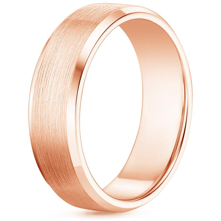 6.5mm Men's Beveled Edge Matte Wedding Ring - NM31 - Roselle Jewelry