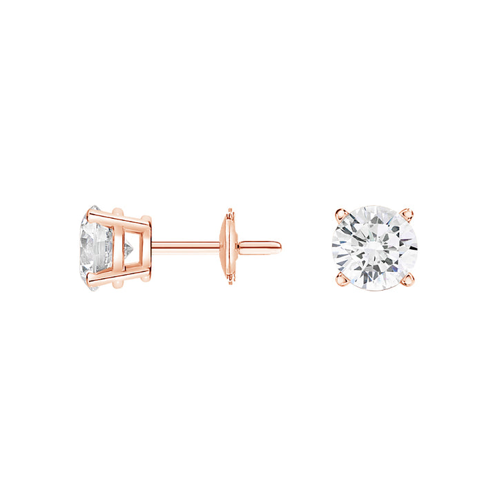 1.00CTW Four Prong Round Diamond Stud Earrings - SE014 - Roselle Jewelry