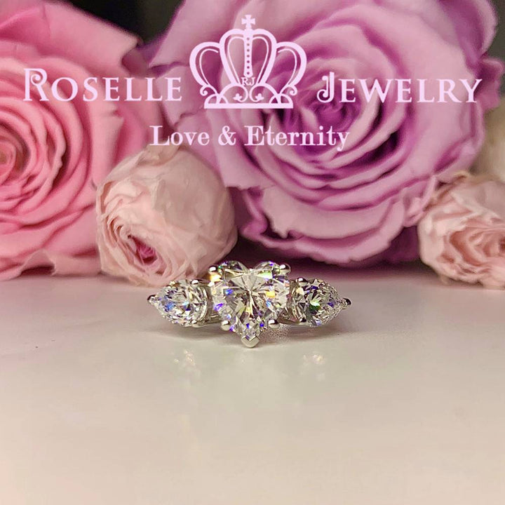 Heart Shape Three Stone Engagement Rings - T19 - Roselle Jewelry