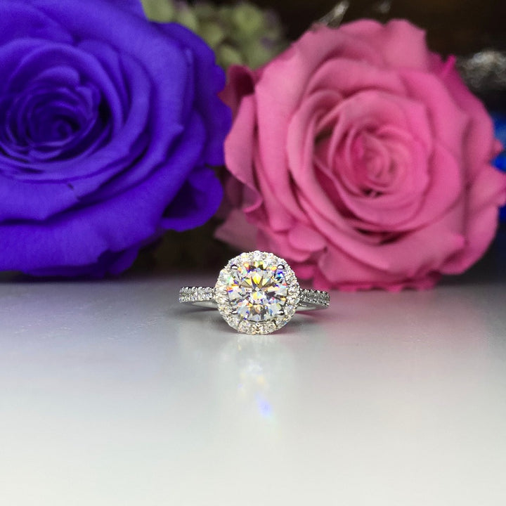 Halo Engagement Ring - V12 - Roselle Jewelry