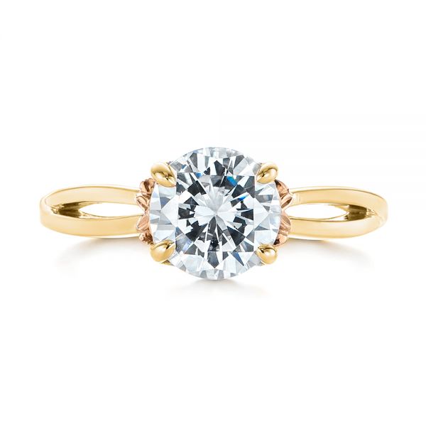 Two Tone Solitaire Diamond Engagement Ring [Setting Only] - EC066 - Roselle Jewelry