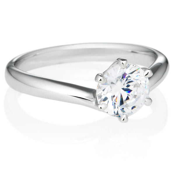 Six Prong V Shape Round Brilliant Engagement Ring [Setting Only] - EC013 - Roselle Jewelry