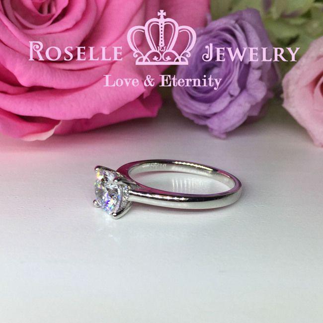 Four Prong Little Side Stone Engagement Ring - E29 - Roselle Jewelry