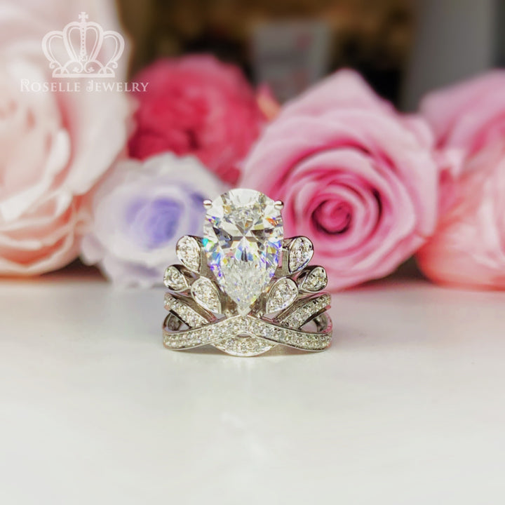 Crown Pear Shaped Engagement Ring [Setting Only] - EC056 - Roselle Jewelry