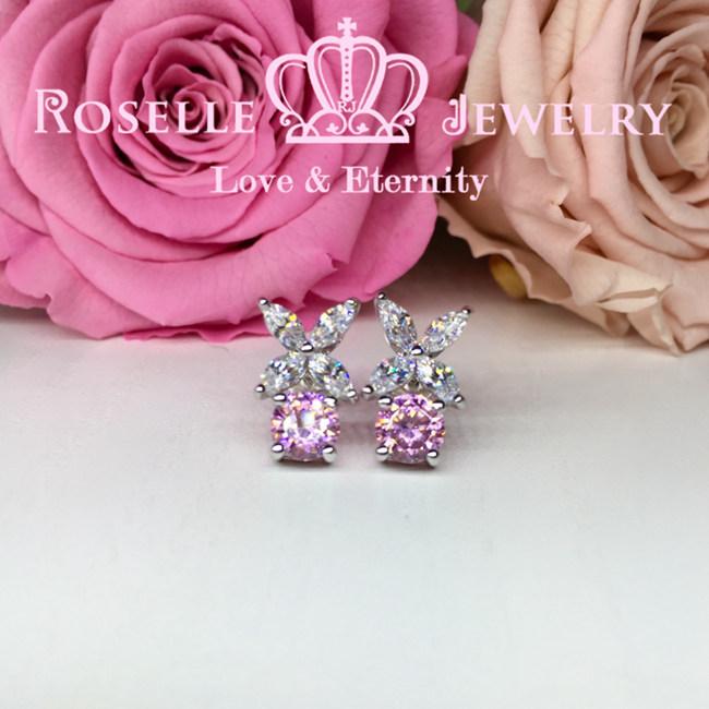 馬眼石襯單石吊款耳環-EM2 - Roselle Jewelry