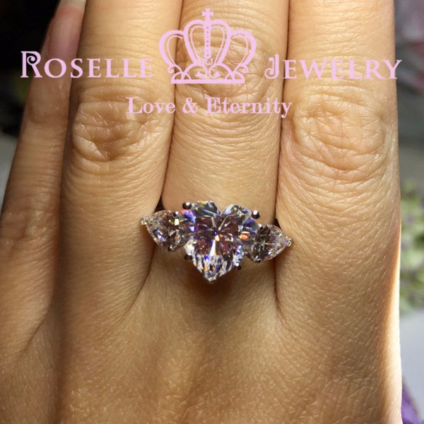 Heart Shape Three Stone Engagement Rings - T19 - Roselle Jewelry