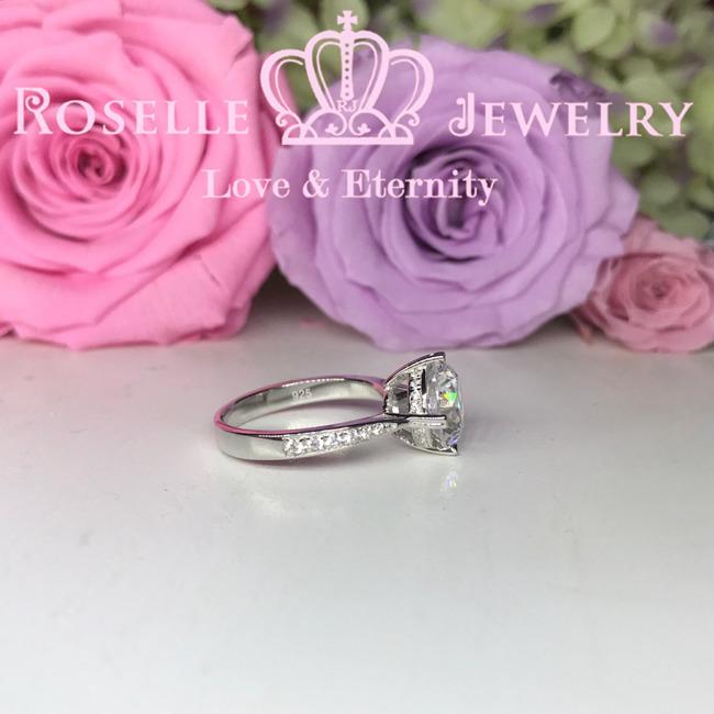 Heart Shape Four Prong Side Stone Engagement Ring -T13 - Roselle Jewelry