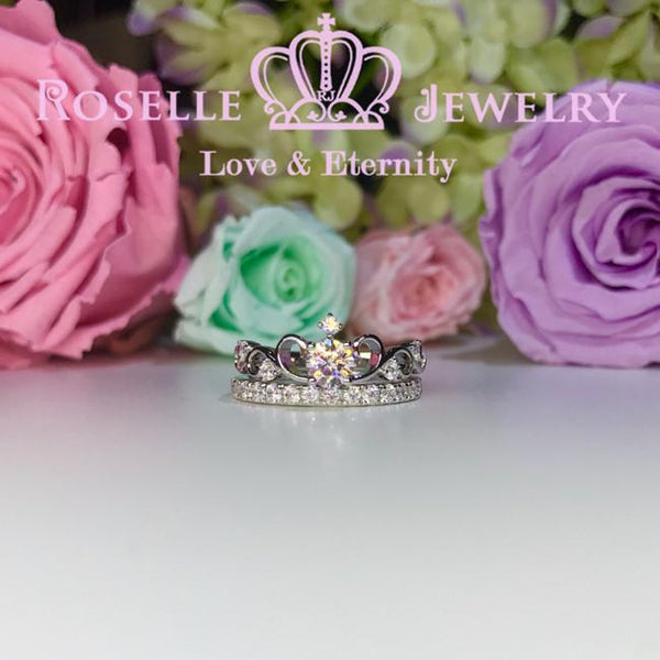 Crown Side Stone Engagement Ring Setting - TN1S - Roselle Jewelry