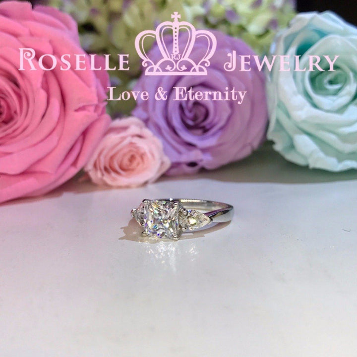 Princess Cut Three Stone Engagement Rings - T18 - Roselle Jewelry