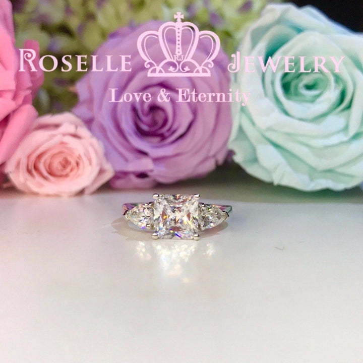 Princess Cut Three Stone Engagement Rings - T18 - Roselle Jewelry