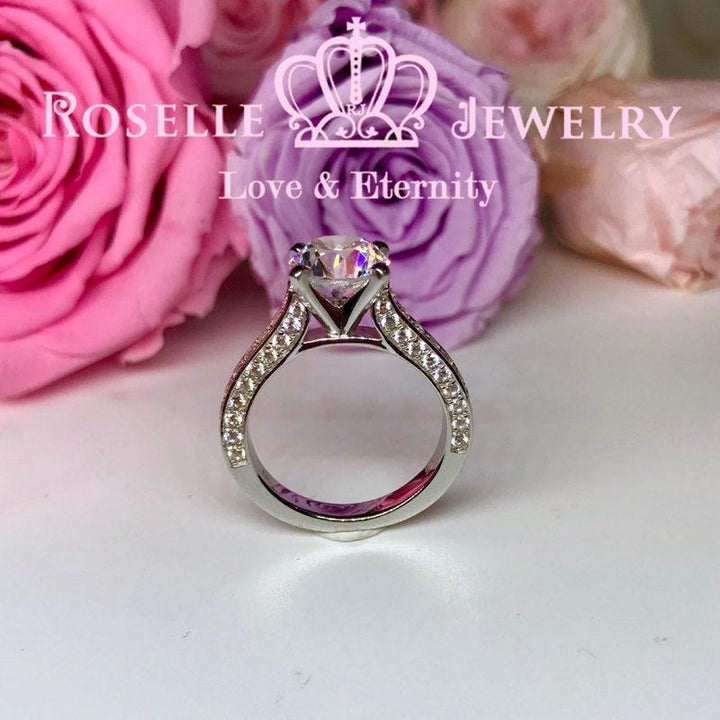 Four Prong Side Stone Engagement Rings - T9 - Roselle Jewelry