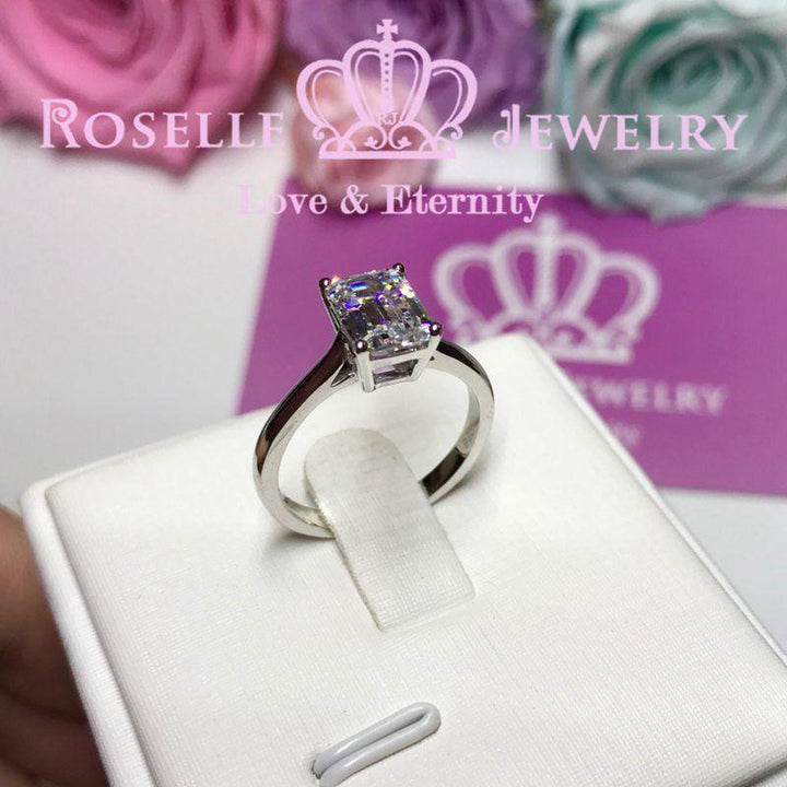 Emerald Cut Solitaire Engagement Ring - NE1 - Roselle Jewelry