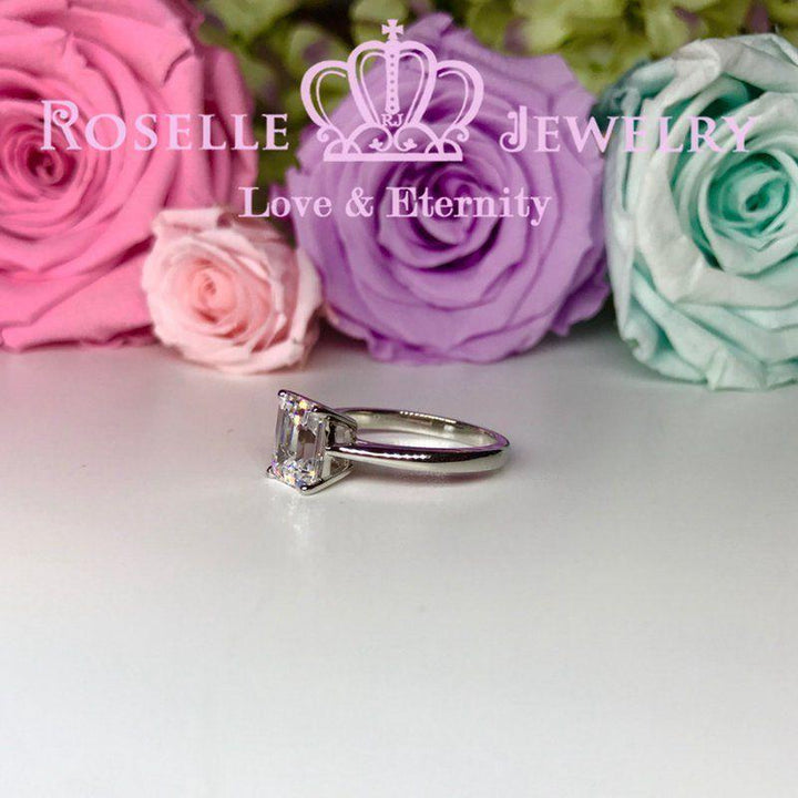 Emerald Cut Solitaire Engagement Ring - NE1 - Roselle Jewelry